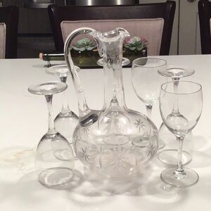 Etched decanter and glass set
